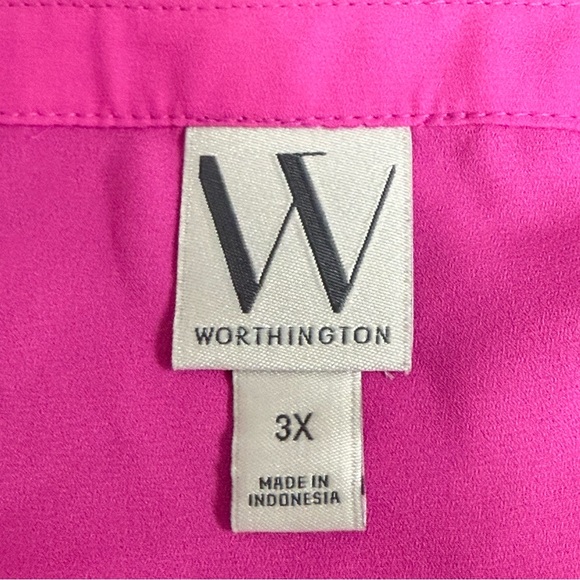 Worthington Pink Sleeveless Blouse 3X Plus Size Career Chic Pocket Top - Picture 7 of 9